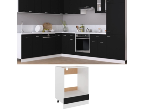 MAISON EXCLUSIVE - Armario de horno de madera contrachapada negro 60x46x81,5 cm