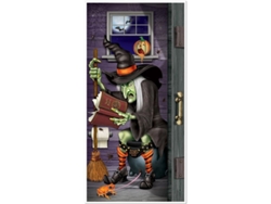 Calcomanías Creativas De Bruja Y Gato Para Halloween Decoración De Puertas Madera Hogar De Calidad Alta