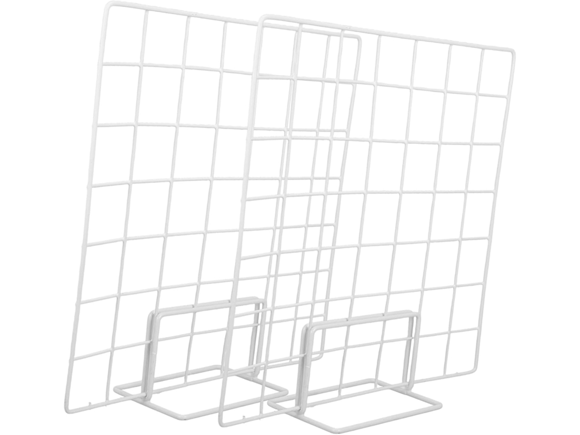 Soporte Exhibición Mostrador Metal Blanco 35x35 Multifuncional Obras Joyería 2 Bases Rejilla Pequeñas Estante