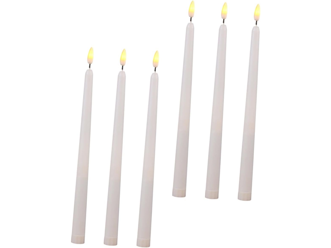 Velas Led Decorativas Sin Llama (6 Unidades), Funcionan Con Pilas, Para Uso En Ventanas Interiores Y Exteriores.