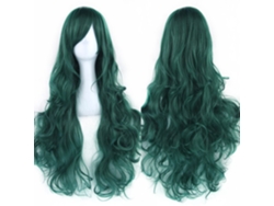 Peluca larga y rizada para cosplay de personajes de anime, 80cm (verde oscuro) Gertiz