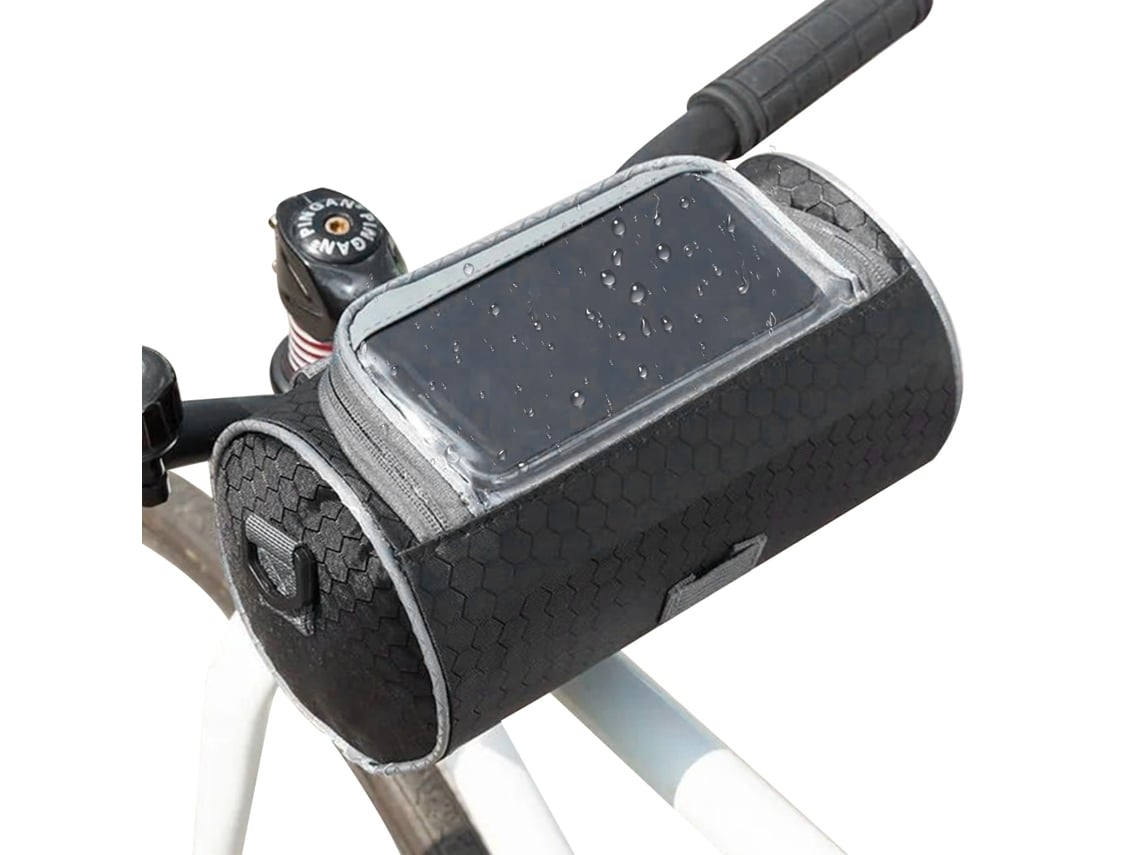 Bolsa para manillar de bicicleta (8,66 x 4,72 x 4,72 pulgadas), impermeable, soporte para teléfono, bolsa frontal P SAISIYIKY