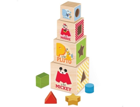 Juego Didáctico WOOMAX Cubos de madera con formas Disney (1 año)