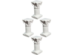 Juego 4 Bases Estables Resina Beige Portafotos Bordes Redondeados Elegantes Minicolumnas Romanas Decoración