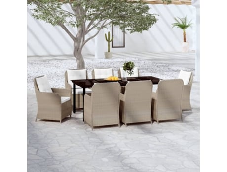 Conjunto 9 de comedor de jardín VIDAXL marrón