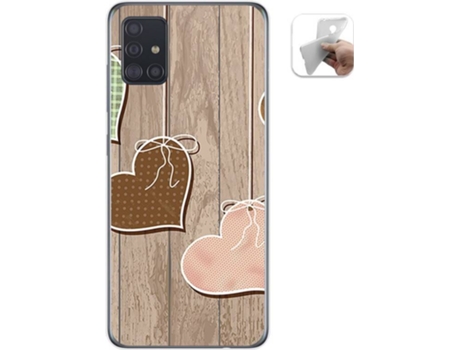Carcasa Samsung Galaxy A51 TUMUNDOSMARTPHONE Corazones Madera Multicolor