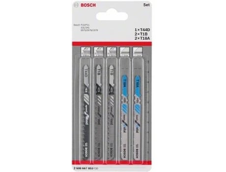 Conjunto de Láminas de Sierra de Calar BOSCH Madera y Metal - 5 Un - Vástago T T 44 D (2X); T 1 B (2X); T 18 A