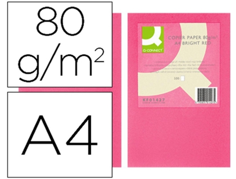 Papel de Cor Q Connect Din A4 80Gr Rosa Intenso Embalagem de 500 Folhas