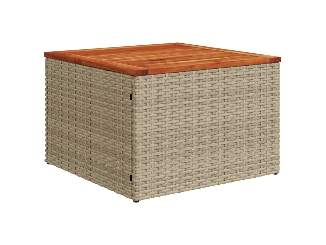Mesa de Jardín 55x55x37 cm Pata de Mimbre y Madera de Acacia Beige MAISON EXCLUSIVE