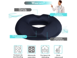 Cojín de espuma viscoelástica ZYBLSSBB con forma de rosquilla para hemorroides y corrección postural.