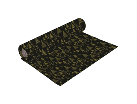 Bobina Papel Regalo 62 Cm 95 Mts. Navidad negra y dorada GENÉRICO