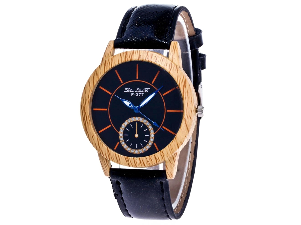 Reloj De Cuarzo Con Correa De Cuero Pu De Moda Dial Redondo Simple Para Mujer (negro)