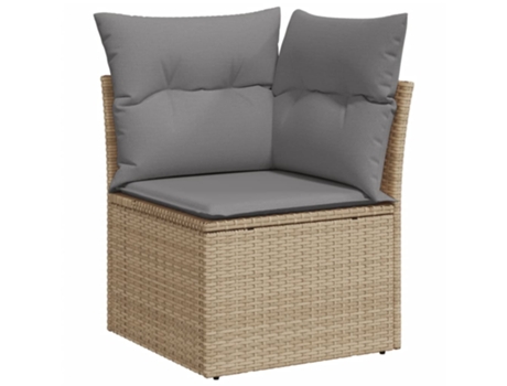 Sillón de esquina de jardín con cojines ratán sintético VIDAXL beige