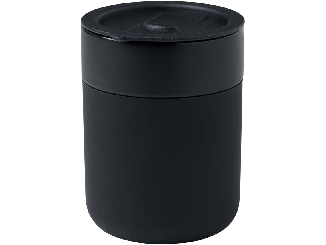 Vaso De Cerámica De 330 Ml Con Agarradero De Silicona Y Tapa De Plástico "java"