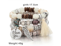 Pulsera Boho Multicapa de Ágata, Turquesa y Cristal con Cuentas - Estilo Imprescindible - Nostalgia88