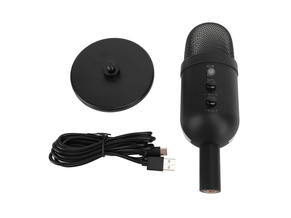 Microfone Condensador Usb Com Controle De Ganho, Mudo Rápido E Luz Ambiente Para Gaming E Live Streaming No Pc