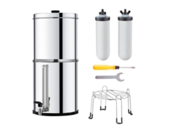 Sistema de filtración de agua por gravedad de 16 l con 2 filtros de acero inoxidable Tekmaquinas