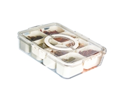 Caja de almacenamiento de plástico con múltiples rejillas para refrigerador, divisor de alimentos para albóndigas, verduras, frutas y condimentos, grande, 8 rejillas