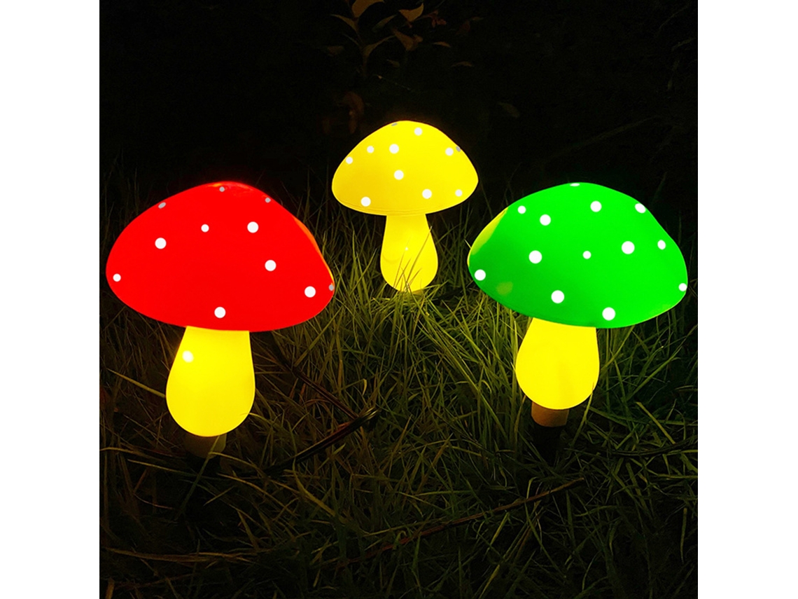 2026-luz De Cogumelo Solar Con Iluminación Automática 8 Modos Blanco Caliente Ip65 Impermeable Decoración Jardín (1 Paquete 3 Cogumelos)