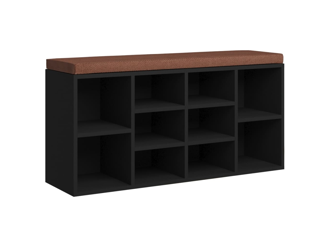 Banco Zapatero Organizador en Derivados de Madera Negro 103X30X48 Cm