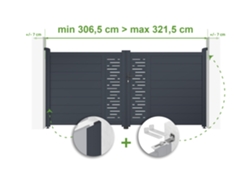 Puerta batiente ajustable de 3 m de ancho Arlberg H.140 cm en aluminio gris Casanoov