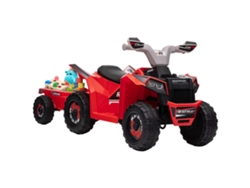 Quadriciclo Elétrico Infantil Com Reboque 18-36 Meses Atv Vermelho 106x41,5x48,5
