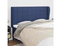 Cabecero Con Orejas De Tela Azul 203x23x118/128 Cm