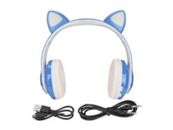 Auriculares infantiles Junli con orejas de gato luminosas, Bluetooth 5.0
