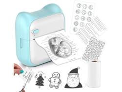 Impresora térmica portátil sin tinta, compatible con iOS y Android, con 1 rollo de papel azul SIURN