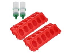 Juego De 2 Comederos Automáticos Para Pollos Y Gallinas Ponedoras Con Tapa Antisalpicaduras Y Recipiente De Pp De 90 Ml.