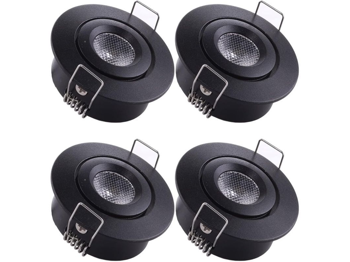 Mini Focos Led Empotrables Para Estantes, Techos E Iluminación Diy - Negro (4 Unidades)