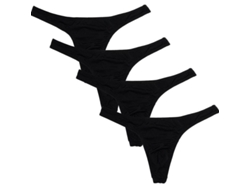 2026-18546-paquete De 4 Tanga Para Hombre Hcp Microfibra Elástica Acolchado Ligero Y Transpirable L Negro