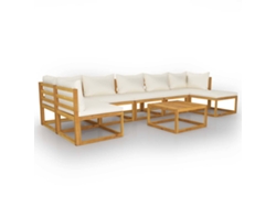 Maison Exclusive - Conjunto de salón de jardín de 8 piezas con cojines de madera maciza de acacia color crema
