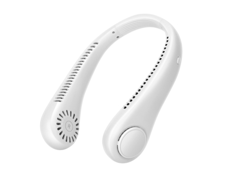 Ventilador de cuello colgante Ventilador eléctrico pequeño para deportes portátiles sin aspas - Blanco