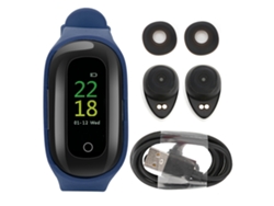 Pulsera Inteligente Auricular Bluetooth 5.0 Ritmo Cardíaco Presión Arterial Deportes Azul