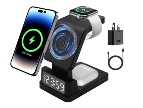 Estación de Carga Inalámbrico Inalámbrica Rápida Reloj Digital CHRONUS Negro