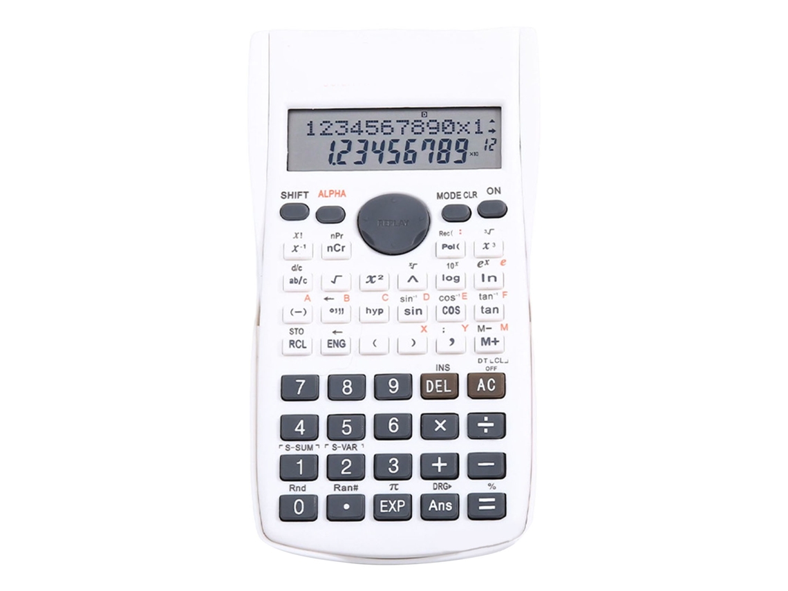Mali calculadora Científica 12 Dígitos 240 Funções com Tela Grande e Capa Deslizante Branca