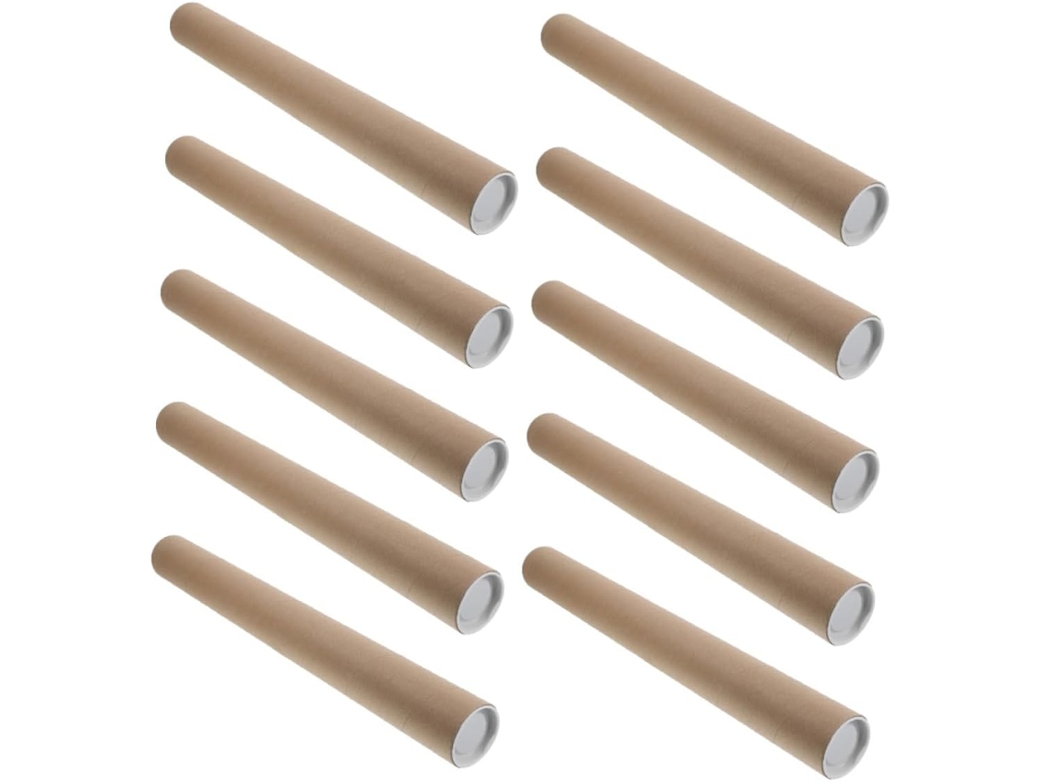 Paquete De 10 Tubos De Cartón Kraft Reciclado Para Envíos, Tubos Cilíndricos Resistentes Para Pósteres.