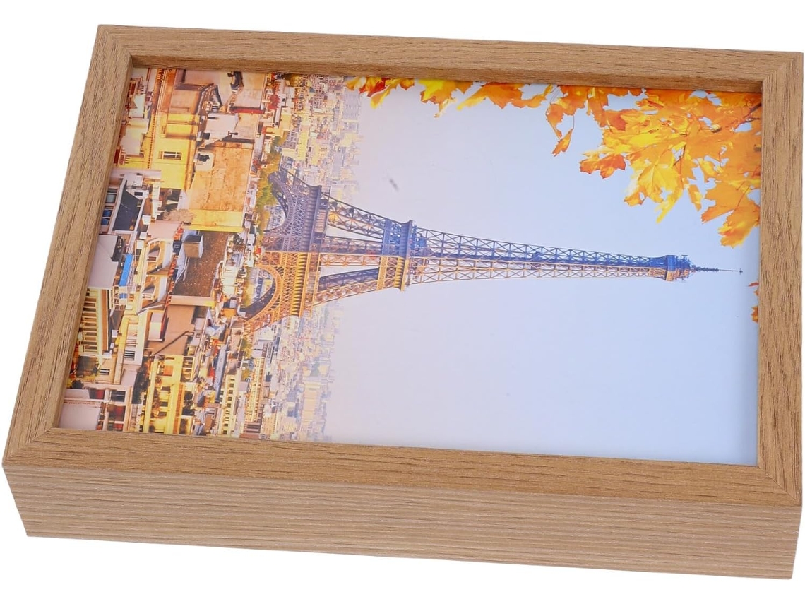 Caja De Almacenamiento Oculta Y Segura Para Plata Y Joyas De Madera Natural Con Marco De Fotos Mini