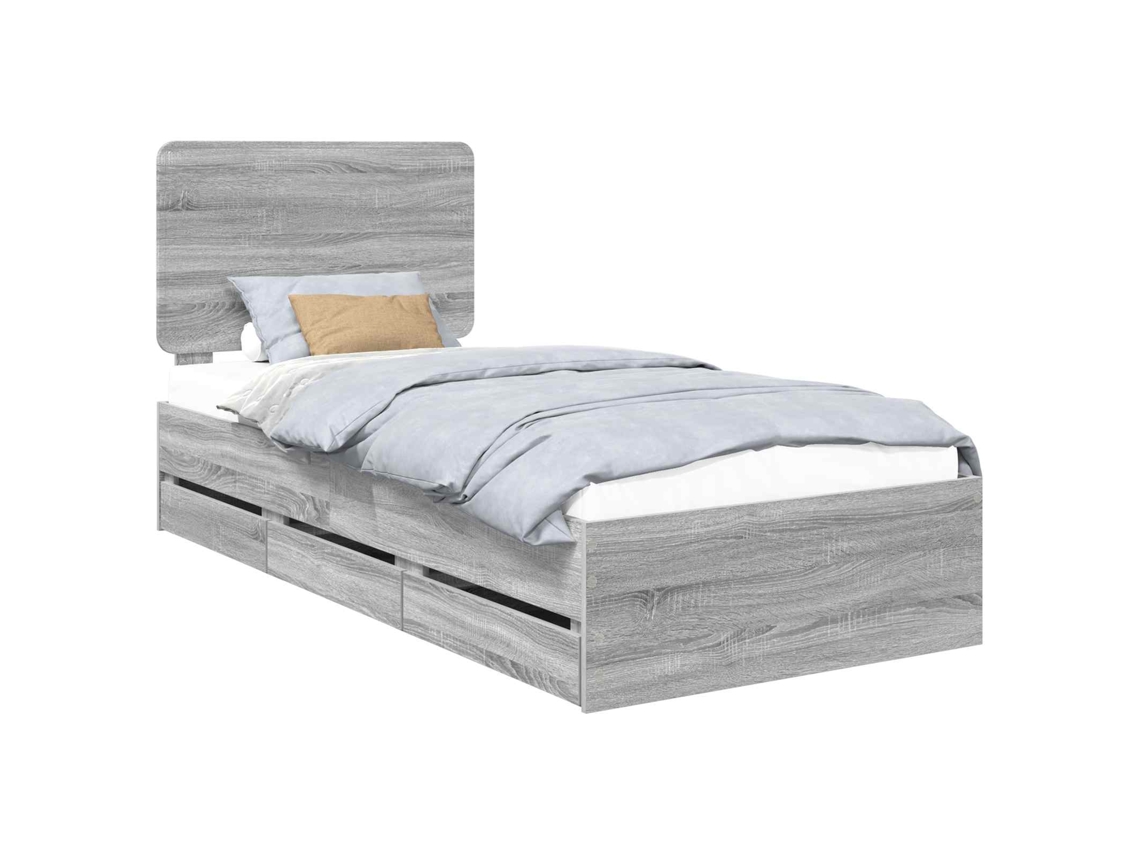 Maison Exclusive - Estructura De Cama Gris Sonoma 90 X 200 Cm Madera Ingenieril
