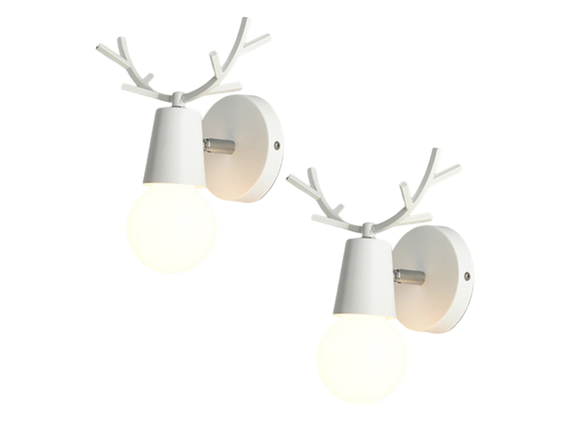 2 apliques de pared creativos con forma de cabeza de ciervo E27 (estilo nórdico)
