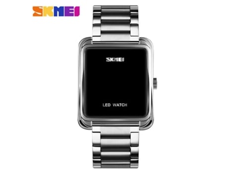 Relojes digitales con pantalla LED para hombre Relojes de pulsera impermeables de acero inoxidable-plateado LUUCOZK