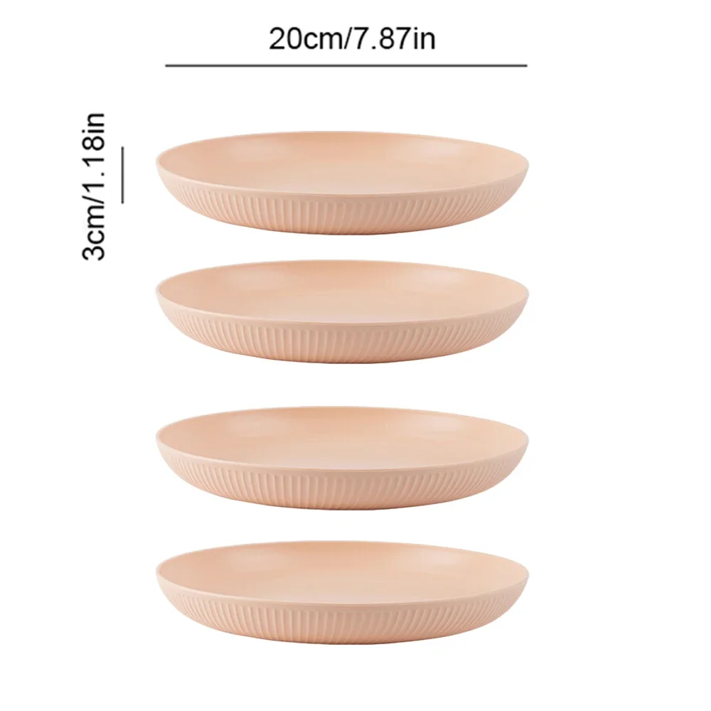 Platos ligeros e irrompibles de paja de trigo, aptos para lavavajillas y microondas. MDUG (rosa, 4 unidades)