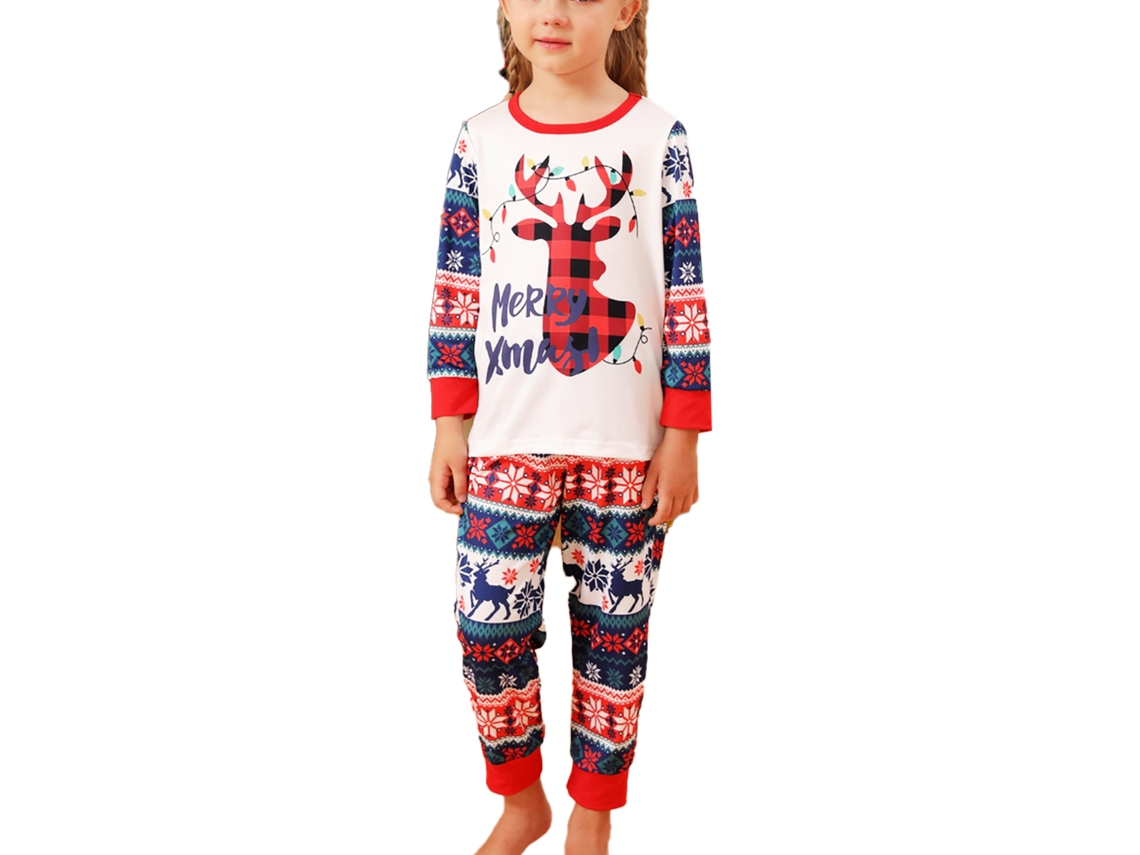 2026altiro-pijamas Navideños Con Estampa De Ciervo Para Niños 6-7a, Manga Larga, Collar Redondo, Para Familia