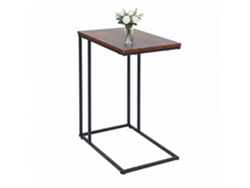 Mesa Auxiliar Relaxdays, Hbt: 64 X 50 X 35 Cm, Mdf, Hierro, Forma C, Mesa De Sofá Para Meter Debajo, Salón, Negro/marrón