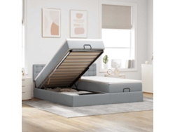Estructura De Cama Otomana Colchones Tela Gris Claro 180x200cm