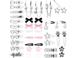 Elegante Conjunto De Horquillas Para El Cabello Con Forma De Lazo Y Estrella, Ideales Para Fiestas Y Salidas.