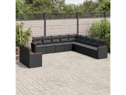 Conjunto de sofás de jardín de 11 piezas DKD Home Decor con cojines de mimbre negros
