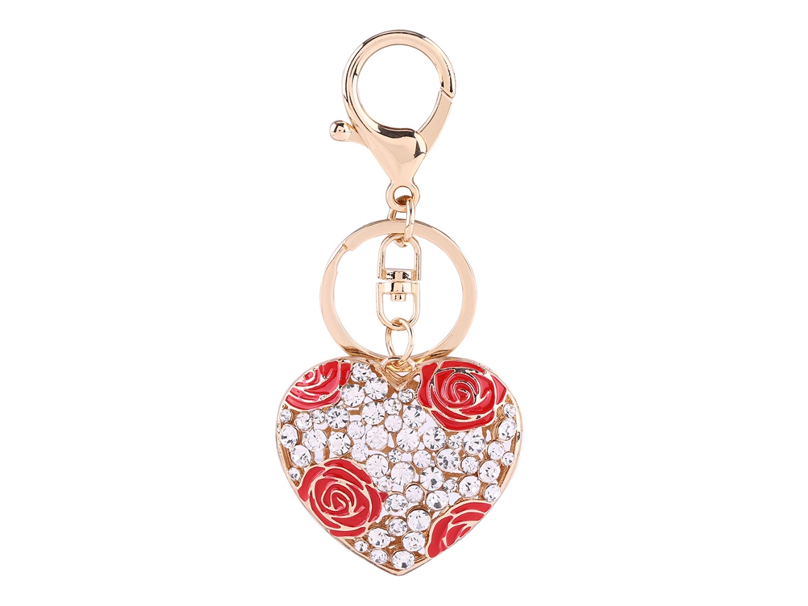 Llavero Colgante De Cristal Con Forma De Corazón Rosa Romántico, Regalo Para Bolso Rojo