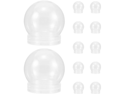 Juego 12 Bolas Nieve Manualidades Decoraciones Temporada Tapones Rosca Plástico Transparente 150 Ml